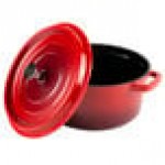 GET CA-012-R/BK Heiss 4.5 Qt. Red Enamel Coated Cast Aluminum Round Dutch Oven with Lid