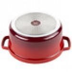 GET CA-012-R/BK Heiss 4.5 Qt. Red Enamel Coated Cast Aluminum Round Dutch Oven with Lid