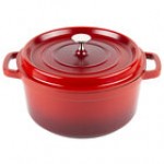 GET CA-012-R/BK Heiss 4.5 Qt. Red Enamel Coated Cast Aluminum Round Dutch Oven with Lid