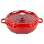 GET CA-012-R/BK Heiss 4.5 Qt. Red Enamel Coated Cast Aluminum Round Dutch Oven with Lid