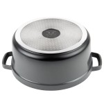 GET Heiss 6.5 Qt. Gray Enamel Coated Cast Aluminum Round Dutch Oven with Lid CA-006-GR/BK/CC