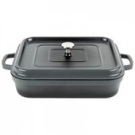GET Heiss 6.5 Qt. Gray Enamel Coated Cast Aluminum Round Dutch Oven with Lid CA-006-GR/BK/CC