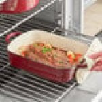 Valor 5.25 Qt. Merlot Enameled Cast Iron Roasting Pan / Casserole Dish - 13 1/2 Valor 5.25 Qt. Merlot Enameled Cast Iron Roasting Pan / Casserole Dish - 13 1/2
