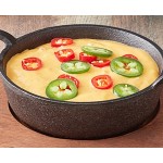 Valor 12 oz. Pre-Seasoned Mini Cast Iron Round Serving Bowl with Square Rustic Chestnut Finish Rubberwood Underliner
