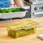 Carlisle 3086113 StorPlus 1/3 Size Amber High Heat Plastic Food Pan - 4