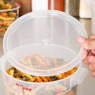 Cambro 2 and 4 Qt. Translucent Round Polypropylene Food Storage Container Lid - 12/Case Cambro 2 and 4 Qt. Translucent Round Polypropylene Food Storage Container Lid - 12/Case