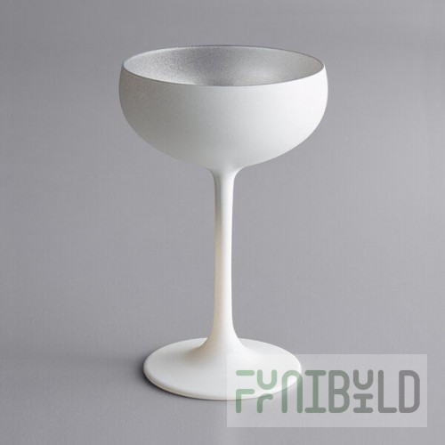 Stolzle Glisten from Global Tableware Collective 8 oz. Matte White/Silver Coupe Glass - 6/Case