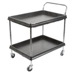 Metro BC2636-2DBL Black Utility Cart with Two Deep Ledge Shelves - 38 3/4