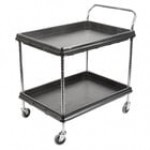 Metro BC2636-2DBL Black Utility Cart with Two Deep Ledge Shelves - 38 3/4