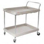Metro BC2636-2DBL Black Utility Cart with Two Deep Ledge Shelves - 38 3/4