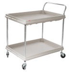 Metro BC2636-2DBL Black Utility Cart with Two Deep Ledge Shelves - 38 3/4