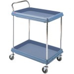 Metro BC2636-2DBL Black Utility Cart with Two Deep Ledge Shelves - 38 3/4