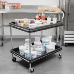 Metro BC2636-2DBL Black Utility Cart with Two Deep Ledge Shelves - 38 3/4