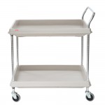 Metro BC2636-2DBL Black Utility Cart with Two Deep Ledge Shelves - 38 3/4