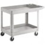 Metro BC2636-2DBL Black Utility Cart with Two Deep Ledge Shelves - 38 3/4