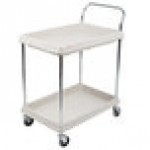 Metro BC2636-2DBL Black Utility Cart with Two Deep Ledge Shelves - 38 3/4