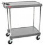 Metro BC2636-2DBL Black Utility Cart with Two Deep Ledge Shelves - 38 3/4