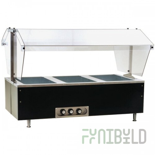 Eagle Group CDHT3 Deluxe Service Mates Three Pan Open Well Tabletop Hot Food Buffet Table with Enclosed Base - 240V, 1 Phase