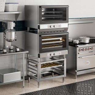 Cooking Performance Group COF-T4-M Double Stacked Electric Thermostatic 4 Tray Full Size Convection Oven with Moisture Injection and Stand - 208-240V Cooking Performance Group COF-T4-M Double Stacked Electric Thermostatic 4 Tray Full Size Convection Oven with Moisture Injection and Stand - 208-240V