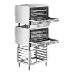 Cooking Performance Group COF-T4-M Double Stacked Electric Thermostatic 4 Tray Full Size Convection Oven with Moisture Injection and Stand - 208-240V Cooking Performance Group COF-T4-M Double Stacked Electric Thermostatic 4 Tray Full Size Convection Oven with Moisture Injection and Stand - 208-240V