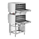 Cooking Performance Group COF-T4-M Double Stacked Electric Thermostatic 4 Tray Full Size Convection Oven with Moisture Injection and Stand - 208-240V Cooking Performance Group COF-T4-M Double Stacked Electric Thermostatic 4 Tray Full Size Convection Oven with Moisture Injection and Stand - 208-240V