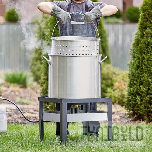 Backyard Pro 100 Qt. Aluminum Outdoor Seafood Boiler / Steamer Kit - 110000 BTU