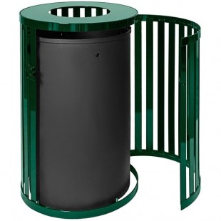 Ex-Cell Kaiser SCTP-40 HGR Streetscape Hunter Green Gloss 45 Gallon Round Outdoor Trash Can