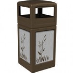 Commercial Zone 732996099 42 Gallon Green Square Trash Can with Stainless Steel Cattail Panels and Dome Lid Commercial Zone 732996099 42 Gallon Green Square Trash Can with Stainless Steel Cattail Panels and Dome Lid