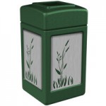 Commercial Zone 732996099 42 Gallon Green Square Trash Can with Stainless Steel Cattail Panels and Dome Lid Commercial Zone 732996099 42 Gallon Green Square Trash Can with Stainless Steel Cattail Panels and Dome Lid