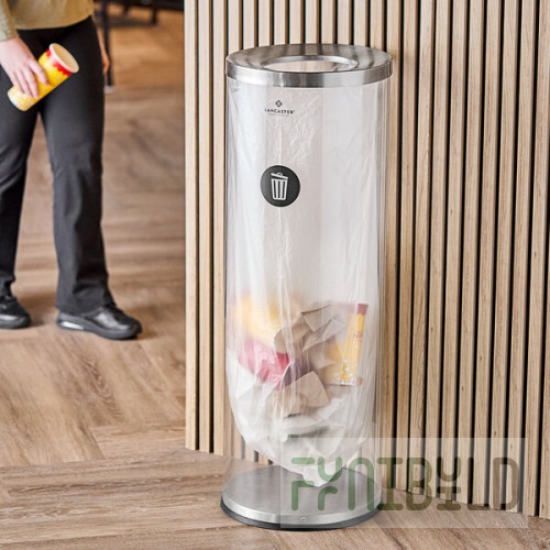 Lancaster Table & Seating 27 Gallon Clear Acrylic Round Decorative Trash Can with Stainless Steel Top