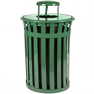Witt Industries M5001-RC-GN 50 Gallon Oakley Standard Green Steel Outdoor Decorative Trash Can with Rain Cap Lid Witt Industries M5001-RC-GN 50 Gallon Oakley Standard Green Steel Outdoor Decorative Trash Can with Rain Cap Lid