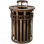 Witt Industries M5001-RC-GN 50 Gallon Oakley Standard Green Steel Outdoor Decorative Trash Can with Rain Cap Lid Witt Industries M5001-RC-GN 50 Gallon Oakley Standard Green Steel Outdoor Decorative Trash Can with Rain Cap Lid