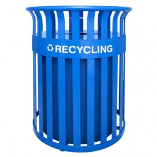 Ex-Cell Kaiser RC-SC2633 RBL Streetscape Blue Gloss 37 Gallon Round Classic Outdoor Recycling Bin