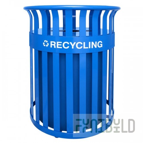 Ex-Cell Kaiser RC-SC2633 RBL Streetscape Blue Gloss 37 Gallon Round Classic Outdoor Recycling Bin