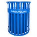 Ex-Cell Kaiser RC-SC2633 RBL Streetscape Blue Gloss 37 Gallon Round Classic Outdoor Recycling Bin