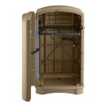 Rubbermaid® FG396400BEIG Plaza Beige Square Trash Can with Side Opening 50 Gallon
