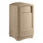 Rubbermaid® FG396400BEIG Plaza Beige Square Trash Can with Side Opening 50 Gallon