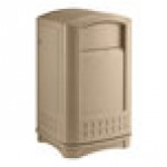 Rubbermaid® FG396400BEIG Plaza Beige Square Trash Can with Side Opening 50 Gallon