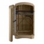 Rubbermaid® FG396400BEIG Plaza Beige Square Trash Can with Side Opening 50 Gallon