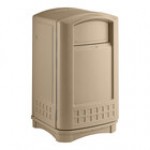 Rubbermaid® FG396400BEIG Plaza Beige Square Trash Can with Side Opening 50 Gallon