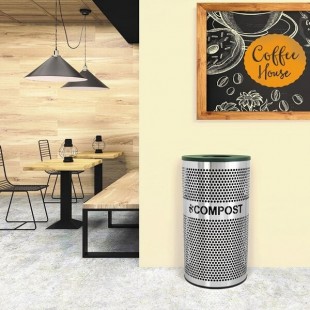 Ex-Cell Kaiser VCC-33 PERF SS Venue Collection 33 Gallon Perforated Stainless Steel Round Compost Bin