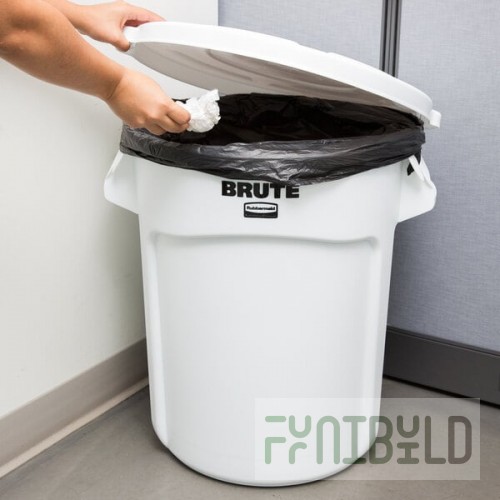 Rubbermaid® BRUTE 20 Gallon White Round Trash Can and Lid