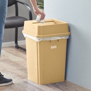 Lavex 19 Gallon Beige Square Trash Can with Drop Shot Lid