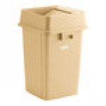 Lavex 19 Gallon Beige Square Trash Can with Drop Shot Lid