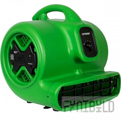 XPOWER X-600A-Green 3-Speed Air Mover with GFCI Power Outlets -1/3 hp