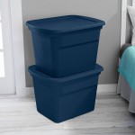 Sterilite 18 Gallon Marine Blue Storage Tote with Lid 17317408 - 8/Case