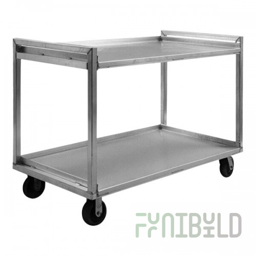 Lakeside PB2937 PrisonBilt Heavy-Duty Correctional Aluminum Two Shelf Utility Cart - 37 1/2