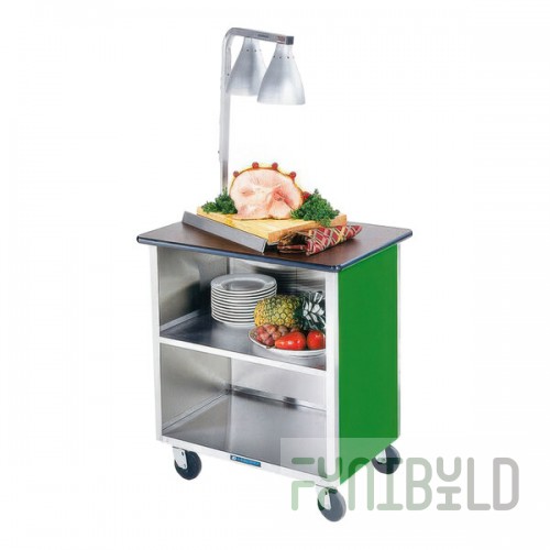Lakeside 646G Heavy-Duty Stainless Steel Three Shelf Flat Top Utility Cart with Enclosed Base and Green Finish - 22