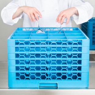 Carlisle RG16-514 OptiClean 16 Compartment Blue Glass Rack with 5 Extenders Carlisle RG16-514 OptiClean 16 Compartment Blue Glass Rack with 5 Extenders