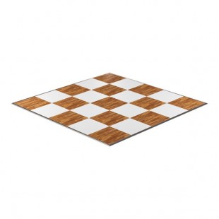 California Portable Dance Floor 20' x 20' New England Plank and White Checker Composite Laminate Portable Dance Floor with ADA-Compliant Edging
